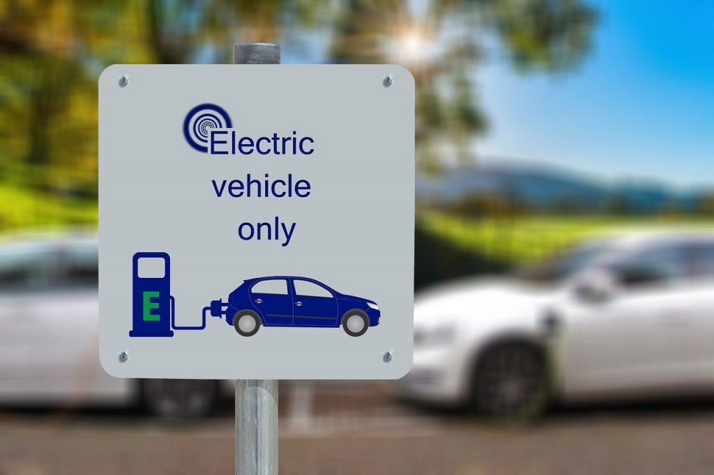 Charging station indicating EVs only